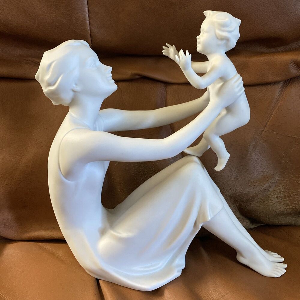 Porcelain Bisque Figurine "Mother & Son" (8½"T) G. Bochmann - KAISER, W. Germany